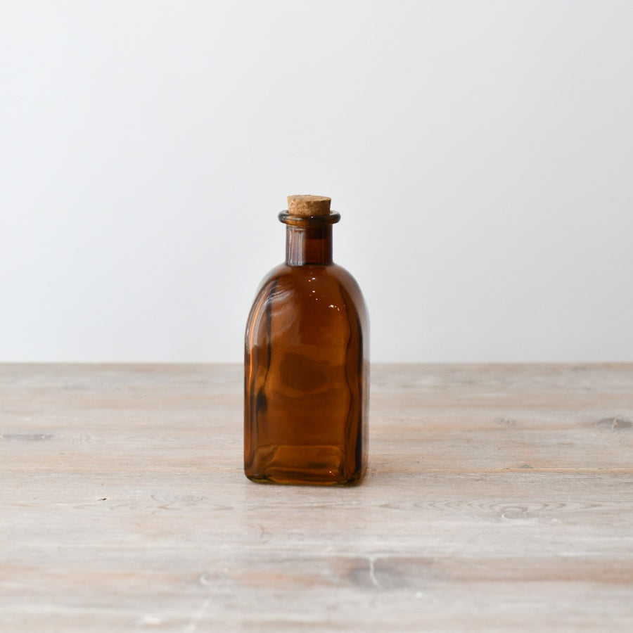 Rustic Glass Bottle with Cork Stopper – 14.5cm Charming Decorative Storage Container
