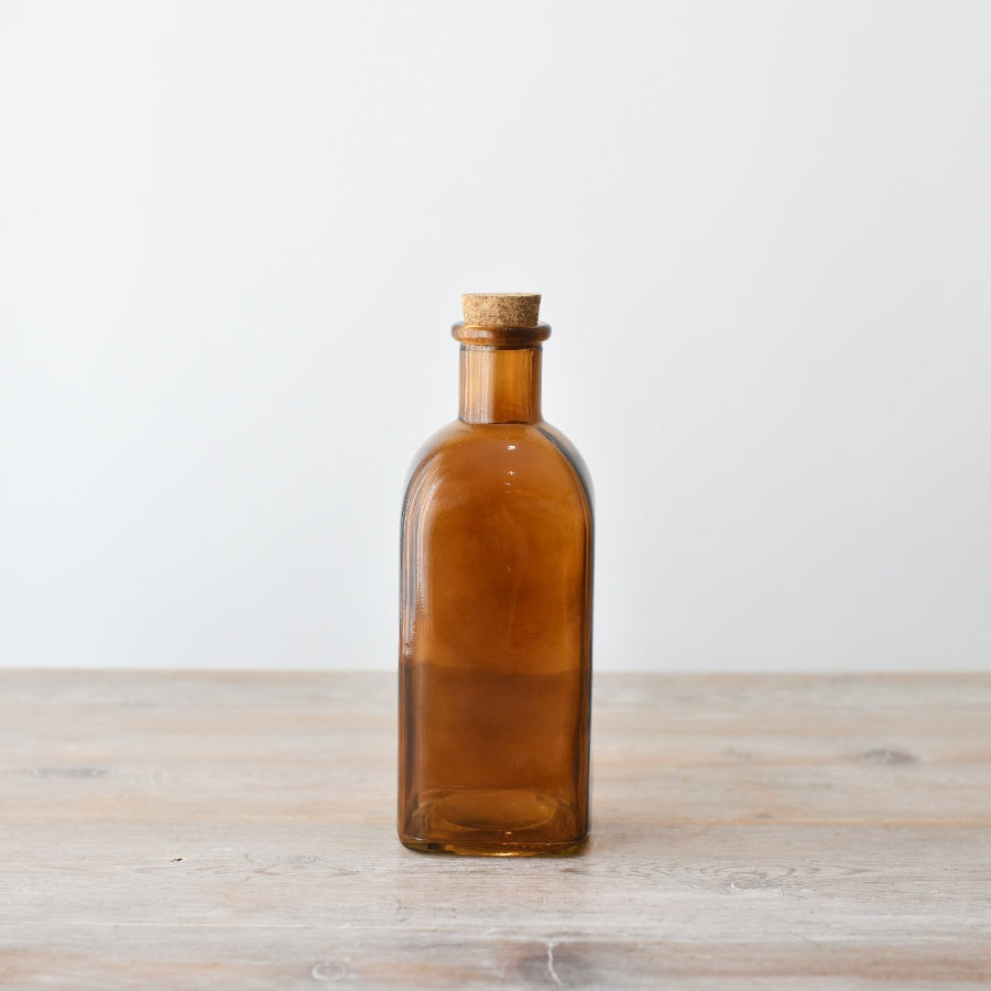 Coloured Glass Bottle with Cork Stopper – 19.5cm Elegant Decorative Kitchen Container