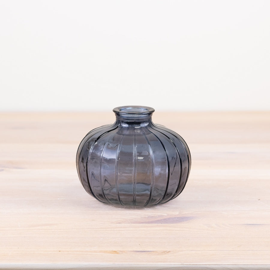 Blue Glass Bottle Vase, 10.8cm, Vibrant Elegance Modern Decorative Accent