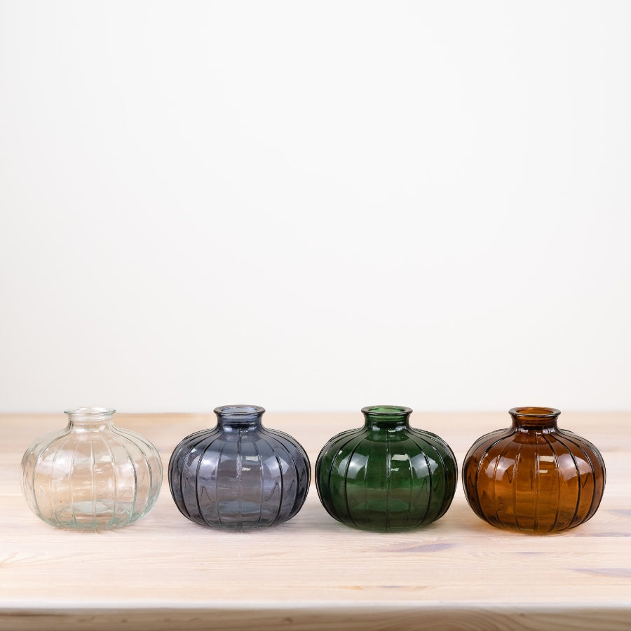 Blue Glass Bottle Vase, 10.8cm, Vibrant Elegance Modern Decorative Accent