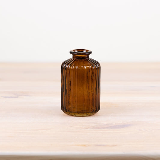 Brown Glass Bottle Vase 10.8cm – Decorative Painted Bud Vase, Elegant Small Flower Display for Shelf Styling