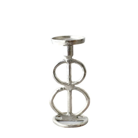 Aluminium Candle Holder, 23cm, Elegant Distressed Nickel Finish