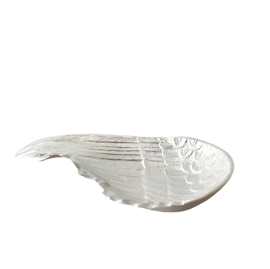 Aluminium Leaf Trinket Dish, 26cm, Elegant Silver Decorative Tray, Rustic Home Decor