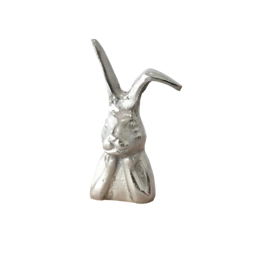 Aluminium Rabbit Deco, 15cm, Modern Spring Ornament with Raw Nickel Finish