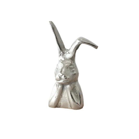 Aluminium Rabbit Deco, 15cm, Modern Spring Ornament with Raw Nickel Finish