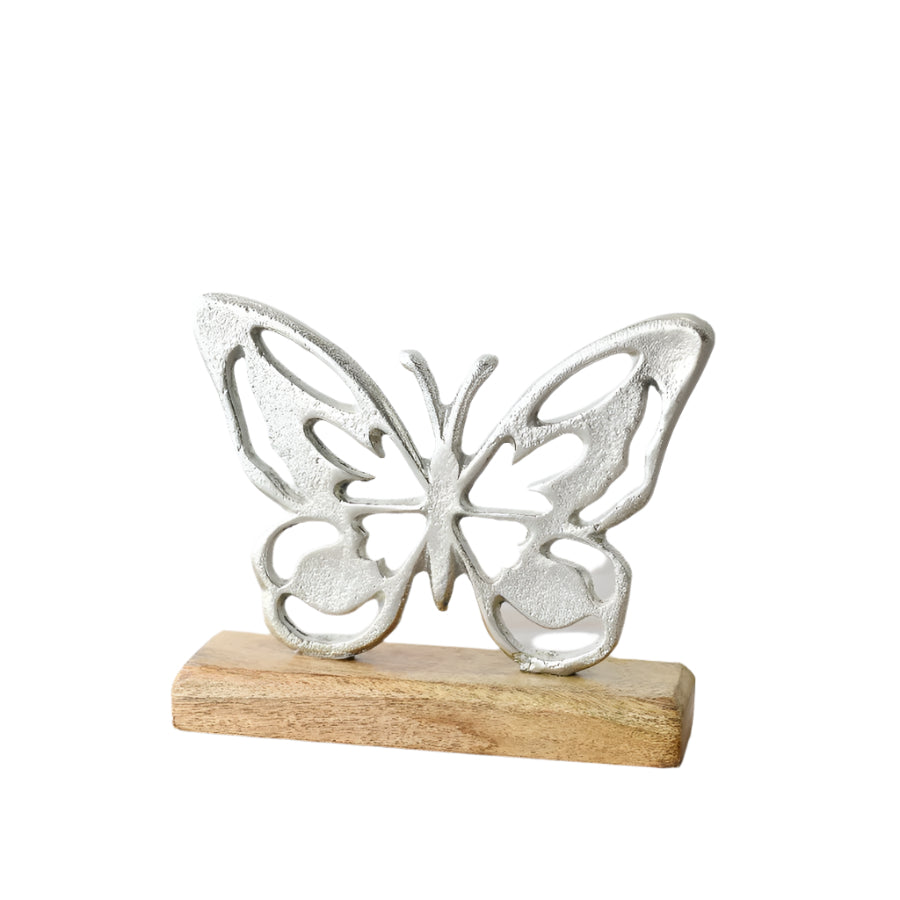 Aluminium Butterfly on Base Ornament, 18cm, Elegant Freestanding Decorative Accent