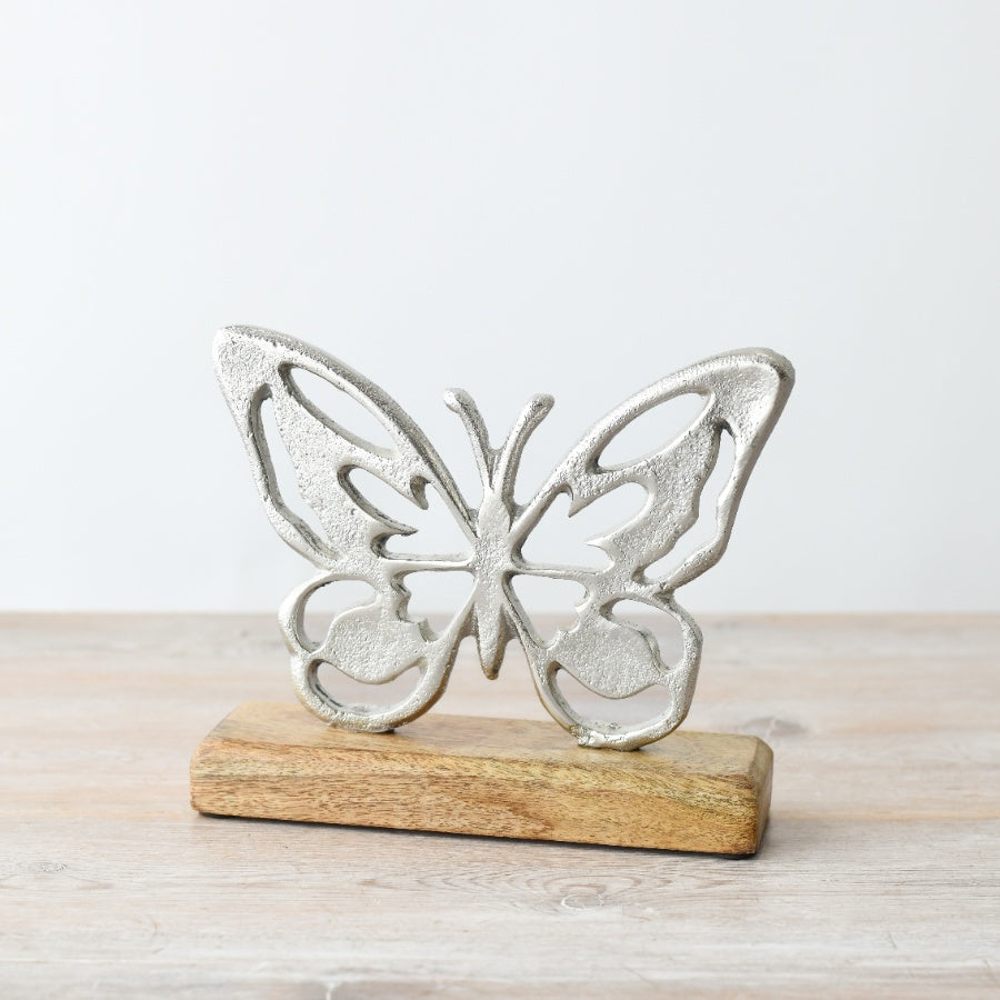 Aluminium Butterfly on Base Ornament, 18cm, Elegant Freestanding Decorative Accent