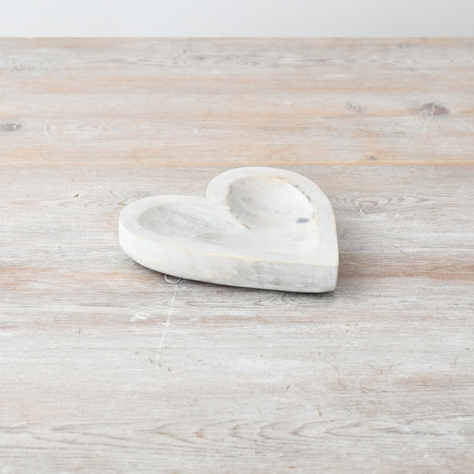 Wooden Heart Dish 15cm – Whitewashed Trinket Dish, Shabby Chic Decorative Bowl for Jewellery & Home Decor