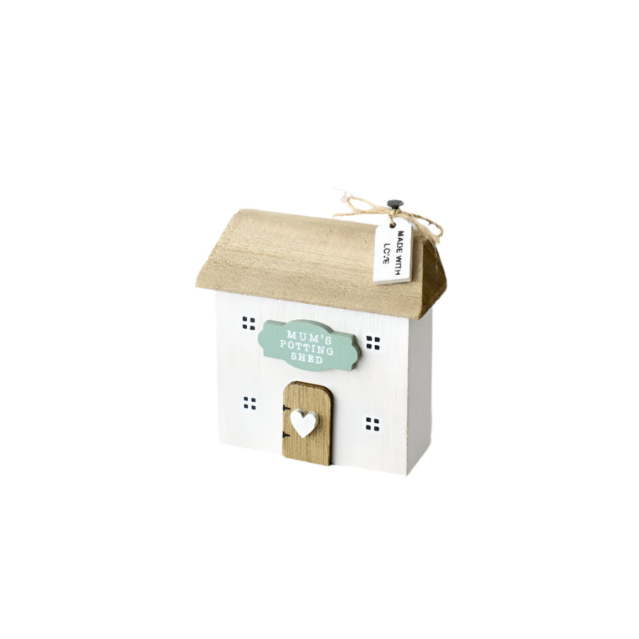 Mum's Potting Shed House Decoration 9cm, Rustic Wooden Garden Ornament,  Cute Mother’s Day Gift for Garden Lovers
