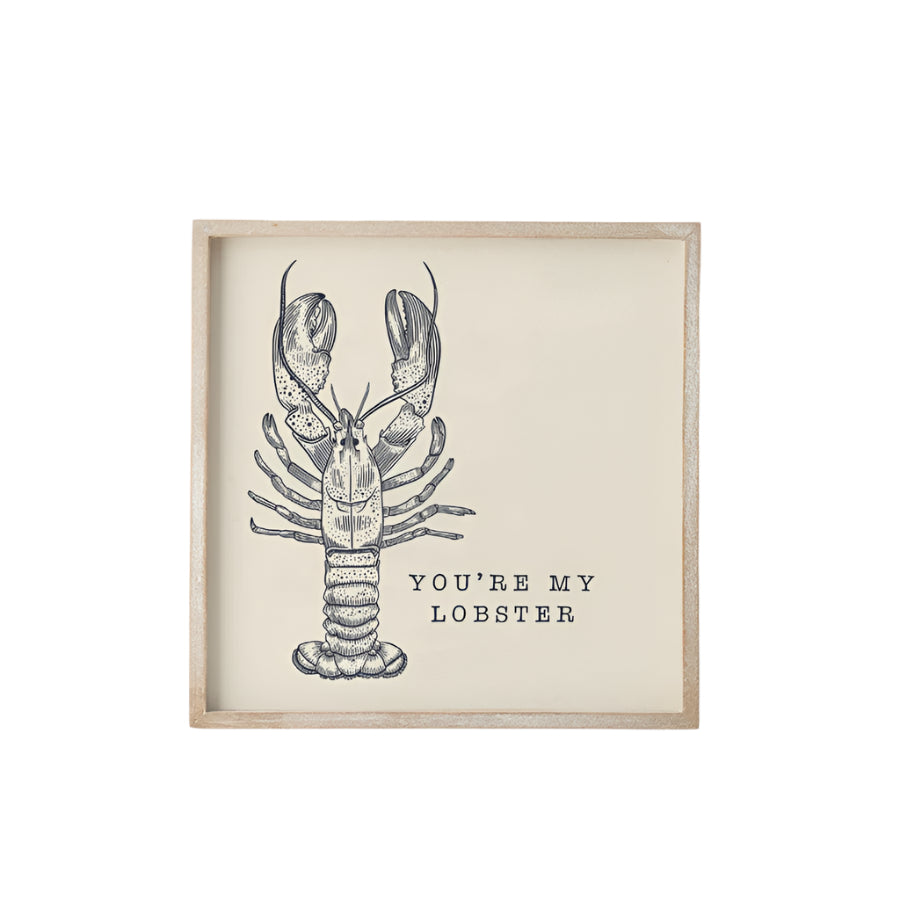 Wooden Sign 25cm, "You're My Lobster” Rustic Hanging Plaque for Couples, Romantic Home Decor Gift