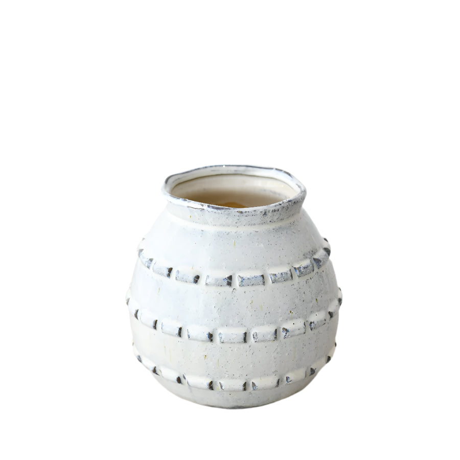 Deke Vase 15.5cm, Handcrafted Grey Textured Ceramic, Elegant Modern Display Piece for Flowers or Home Styling