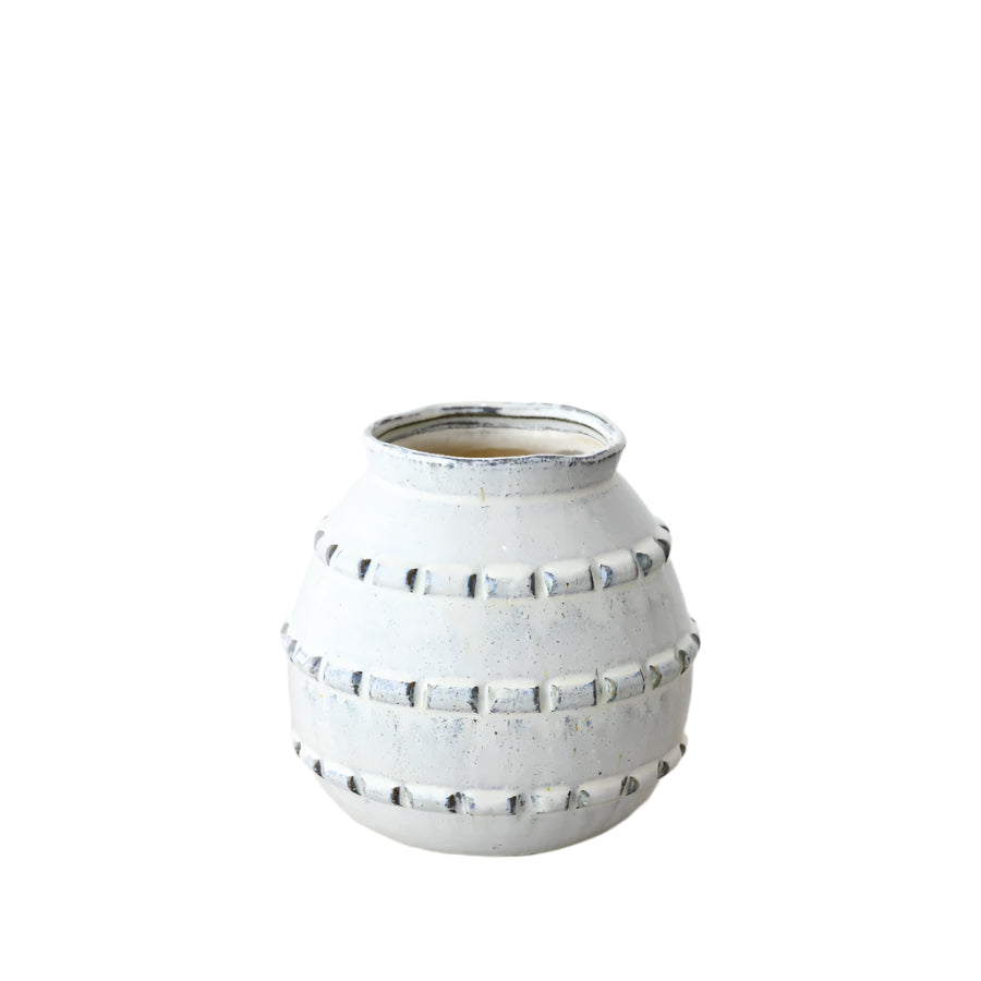 Deke Vase 18cm, Handcrafted Textured Grey Ceramic, Unique Modern Home Accent for Flowers or Shelf Display