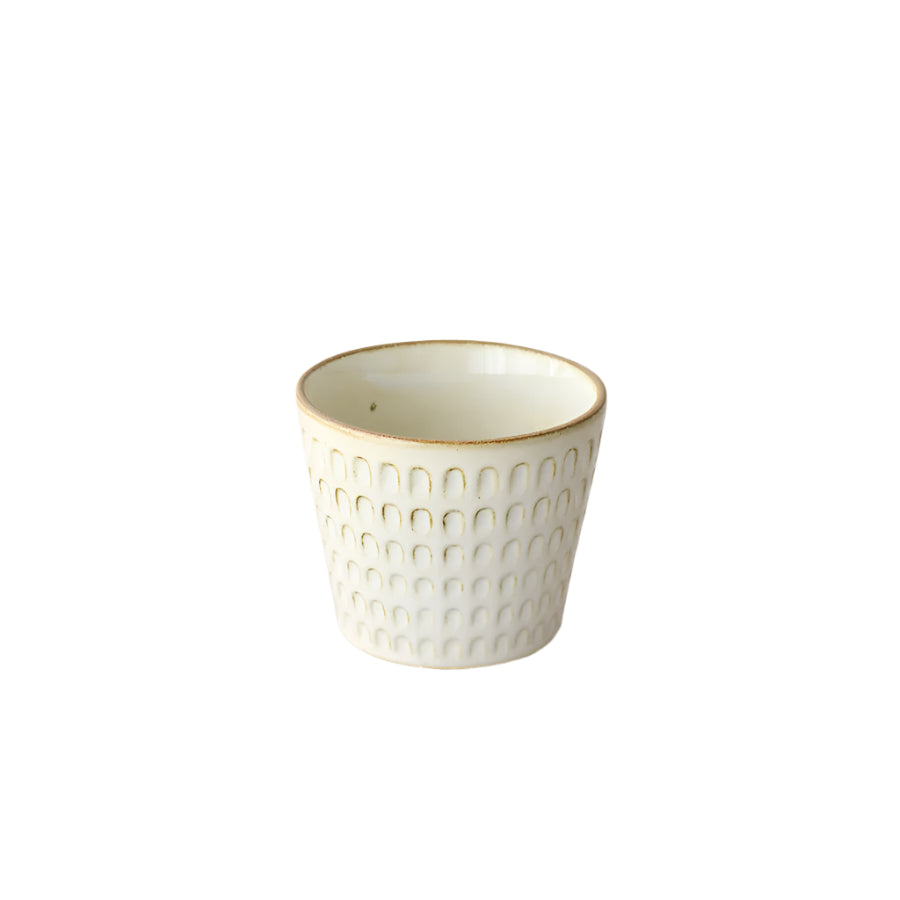 Cream Flower Planter 11cm,  Bold Embossed Ceramic Indoor Plant Pot,  Stylish Decorative Planter for Succulents, Herbs, or Houseplants