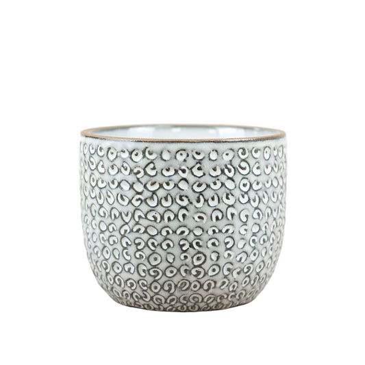 Ceramic Flowerpot 11cm,  Small Neutral Indoor Plant Pot for Succulents or Herbs,  Minimalist Decorative Planter for Home or Office