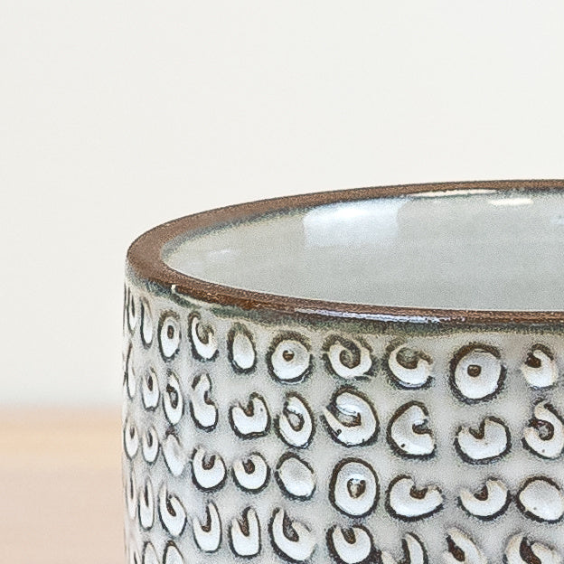 Patterned Flower Planter 14cm,  Neutral Ceramic Indoor Plant Pot with Decorative Design,  Elegant Planter for Succulents, Herbs, or Houseplants