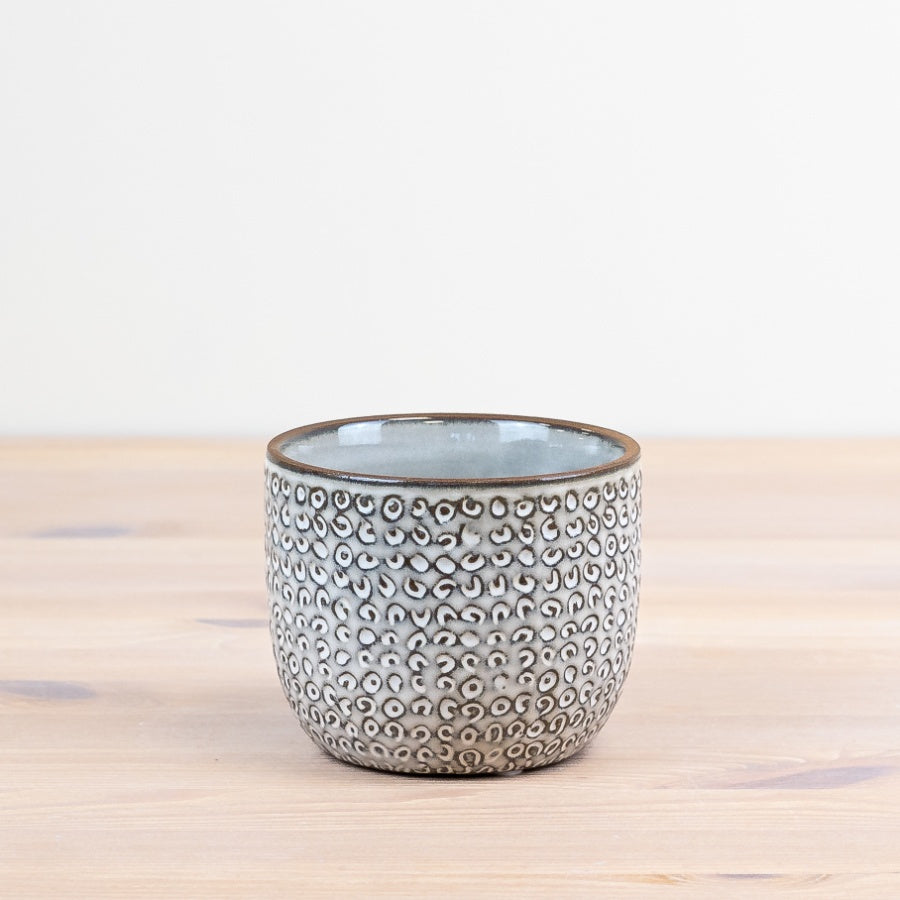 Patterned Flower Planter 14cm,  Neutral Ceramic Indoor Plant Pot with Decorative Design,  Elegant Planter for Succulents, Herbs, or Houseplants