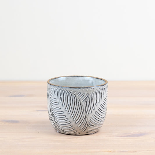 Leaf Pattern Planter 11cm – Ceramic Plant Pot with Botanical Design, Decorative Indoor Planter for Home Decor