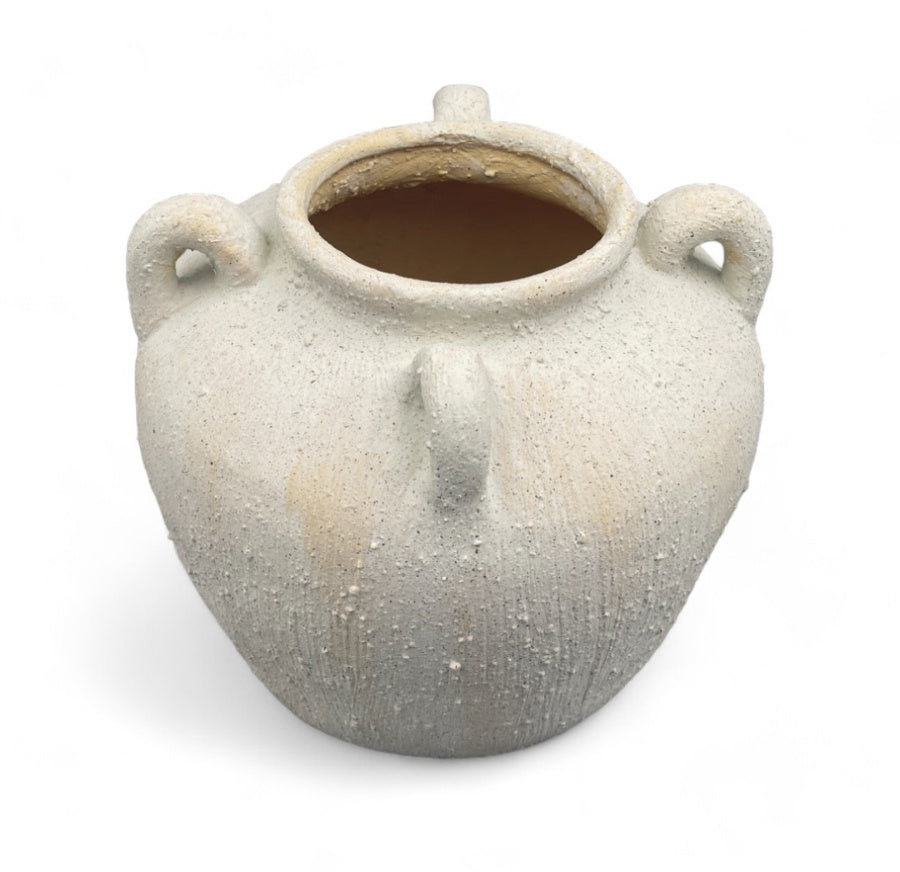 Toby Vase 19cm,  Small Ceramic with Curved Handles,  Handmade Neutral Decorative Accent for Modern or Classic Interiors