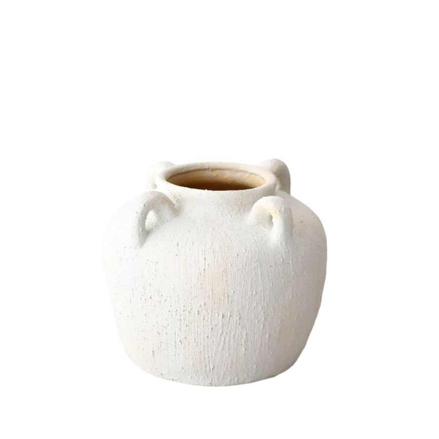 Toby Vase 19cm,  Small Ceramic with Curved Handles,  Handmade Neutral Decorative Accent for Modern or Classic Interiors