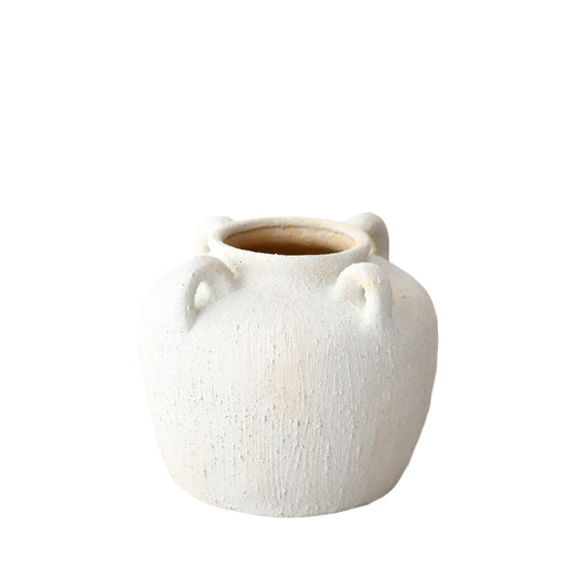 Toby Vase 19cm,  Small Ceramic with Curved Handles,  Handmade Neutral Decorative Accent for Modern or Classic Interiors