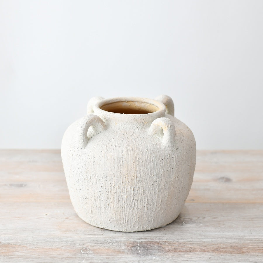 Toby Vase 19cm,  Small Ceramic with Curved Handles,  Handmade Neutral Decorative Accent for Modern or Classic Interiors