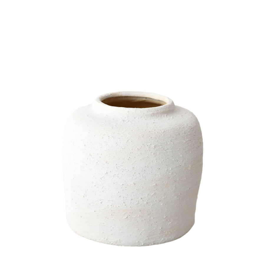 Maggie Vase Small 21.5cm, Modern Round Ceramic for Flowers, Handmade Neutral Decorative Accent for Home, Living Room