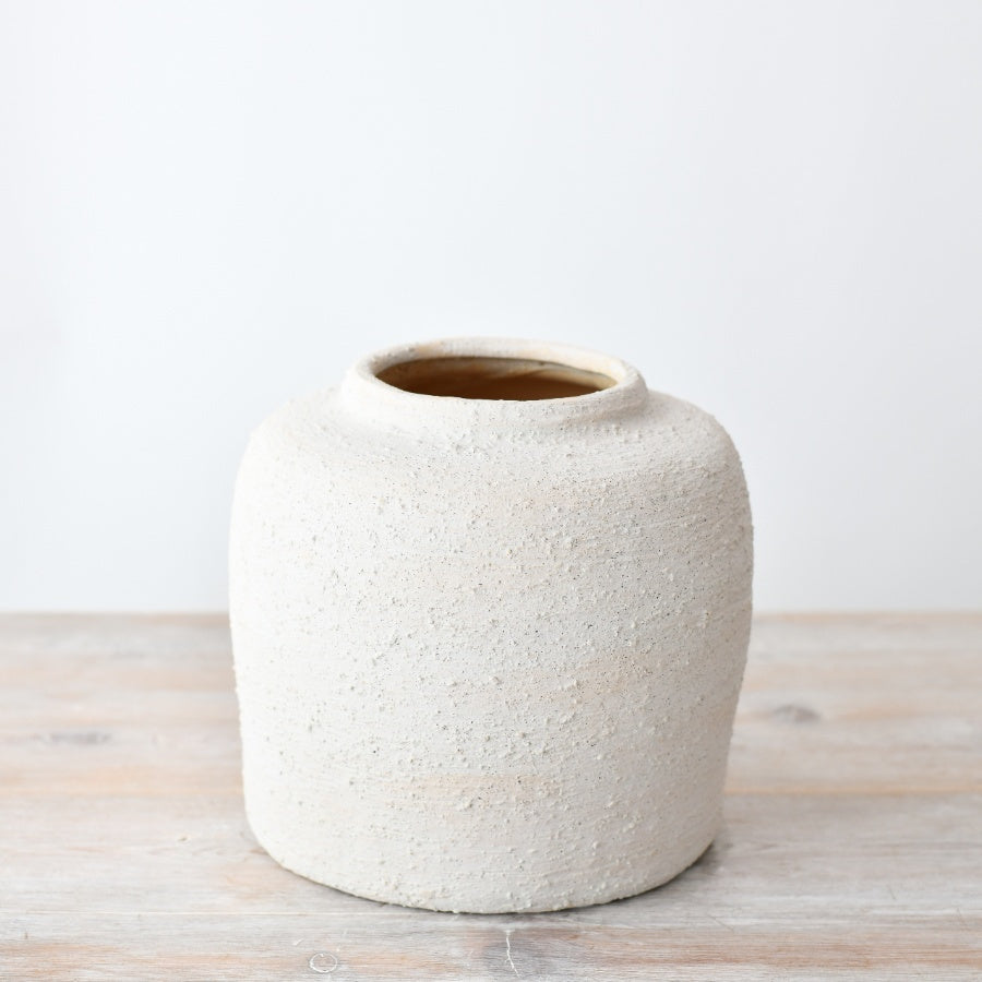Maggie Vase Small 21.5cm, Modern Round Ceramic for Flowers, Handmade Neutral Decorative Accent for Home, Living Room