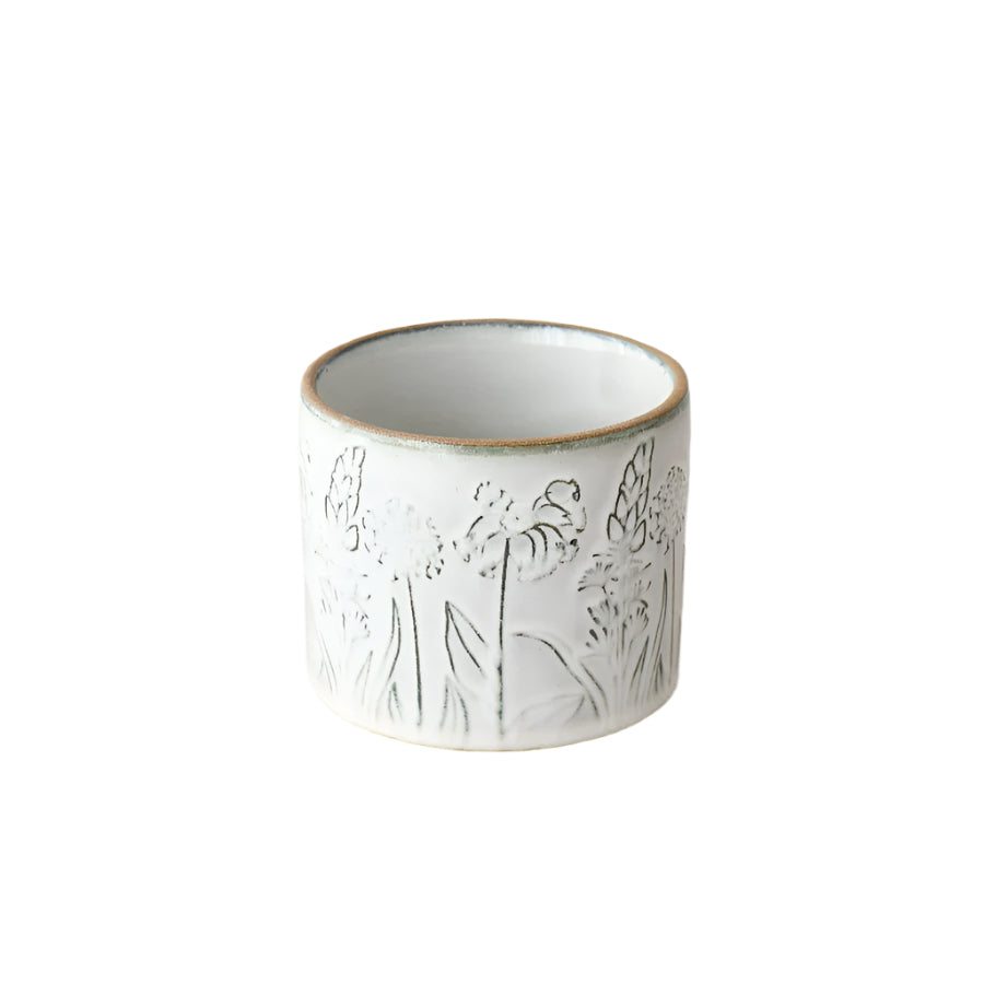 Small Flower Design Plant Pot 11cm,  Decorative Round Ceramic Planter with Woodland Floral Pattern,  Ideal for Herbs, Succulents or Indoor Flowers