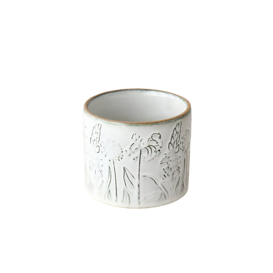 Small Flower Design Plant Pot 11cm,  Decorative Round Ceramic Planter with Woodland Floral Pattern,  Ideal for Herbs, Succulents or Indoor Flowers
