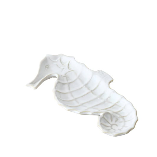 Seahorse Dish 22.4cm – Glazed Coastal-Inspired Ceramic Tray – Nautical Home Accent for Bathroom, Bedroom, or Shelf Display