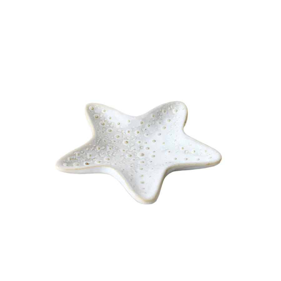 Starfish Dish, 11cm – Coastal Decorative Serving plat – Elegant White Shell-Shaped Tray for Snacks, Jewelry, or Display