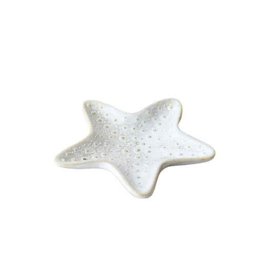 Starfish Dish, 11cm – Coastal Decorative Serving plat – Elegant White Shell-Shaped Tray for Snacks, Jewelry, or Display