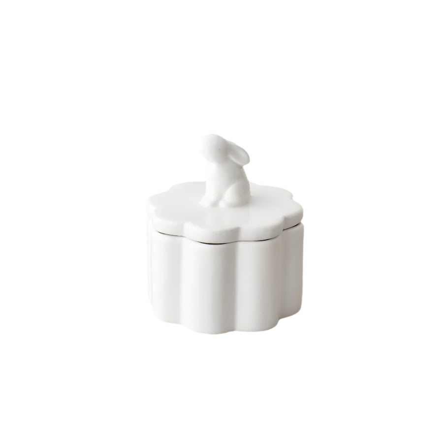 White Rabbit Storage Jar 9.5cm – Ceramic Bunny Container – Decorative Easter Jar for Treats, Trinkets, or Springtime Displays