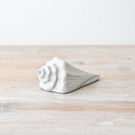 Sea Shell Ornament, 9.5cm  – Coastal Nautical Decoration – Decorative Shell Figurine for Shelf, Bathroom, or Tabletop Display