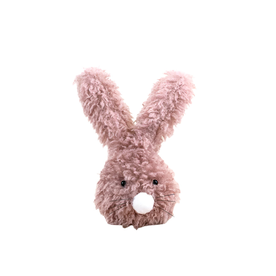 Pink Fluffy Bunny Ornament 21cm – Soft Faux Fur Easter Rabbit on Wooden Stand – Cute Spring Decoration for Shelves, Tables or Nurseries