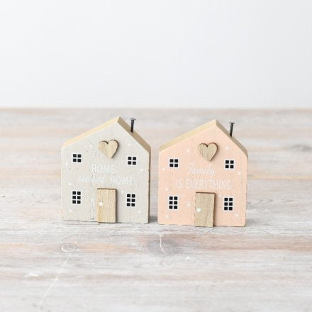 Mini Wooden House Ornament 8cm – “Home Sweet Home” Rustic Tabletop Decoration – Handcrafted Farmhouse Style Decor Accent for Shelf, Mantel or Entryway
