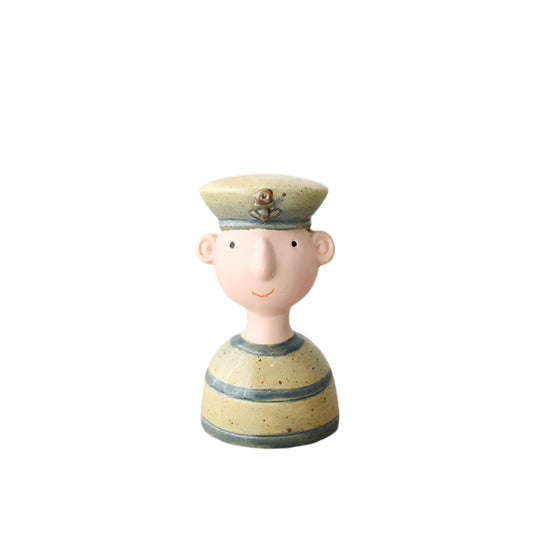 Standing Sailor Figurine 11cm – Nautical Resin Ornament with Striped Detail – Coastal Standing Sailor Figurine Shelf Décor – Maritime-Themed Mini Figure for Bathroom, Living Room or Beach House