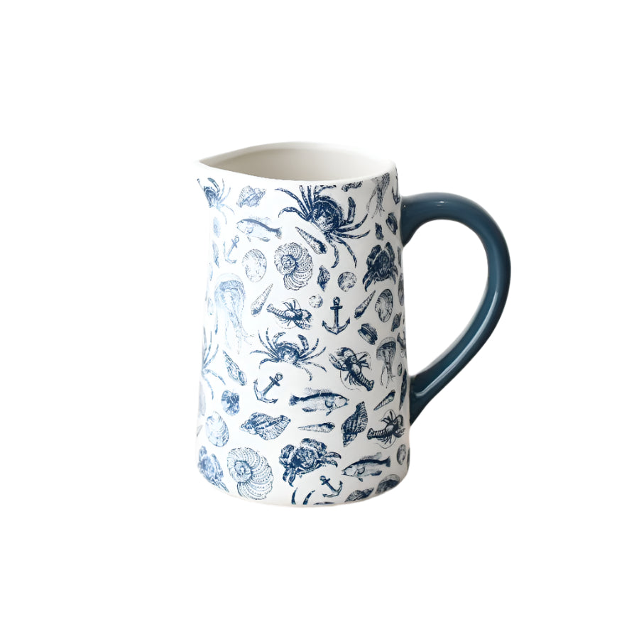 Decorative Coastal Jug, 16cm  – Ceramic Seaside Style Pitcher – Nautical for Kitchen, Dining Table or Coastal Home Décor – Ocean-Inspired Ornament