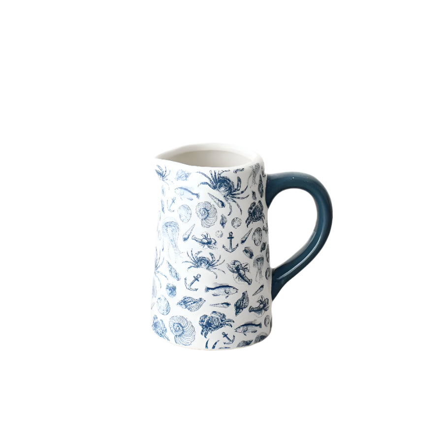 Decorative Coastal Jug, 11cm  – Ceramic Seaside Style Pitcher – Nautical for Kitchen, Dining Table or Coastal Home Décor – Ocean-Inspired Ornament