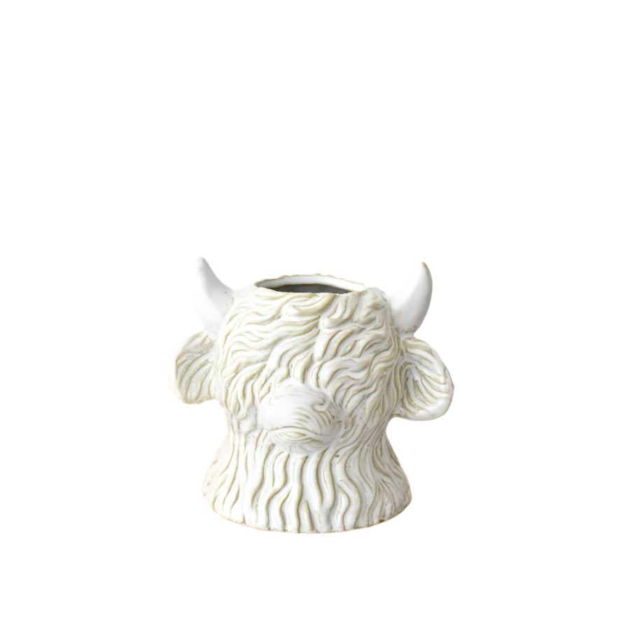 Highland Cow Planter 13.3cm – Cute Ceramic Plant Pot – Farmhouse Animal Decor for Succulents, Cacti, and Indoor Plants – Rustic Highland Gift Idea for Home or Office