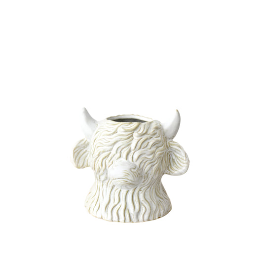 Highland Cow Planter 13.3cm – Cute Ceramic Plant Pot – Farmhouse Animal Decor for Succulents, Cacti, and Indoor Plants – Rustic Highland Gift Idea for Home or Office
