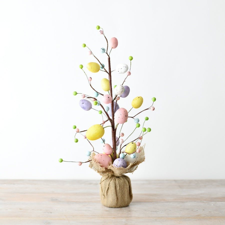 Colorful Easter Twig Tree 49cm, Pastel Speckled Egg Spring Decoration