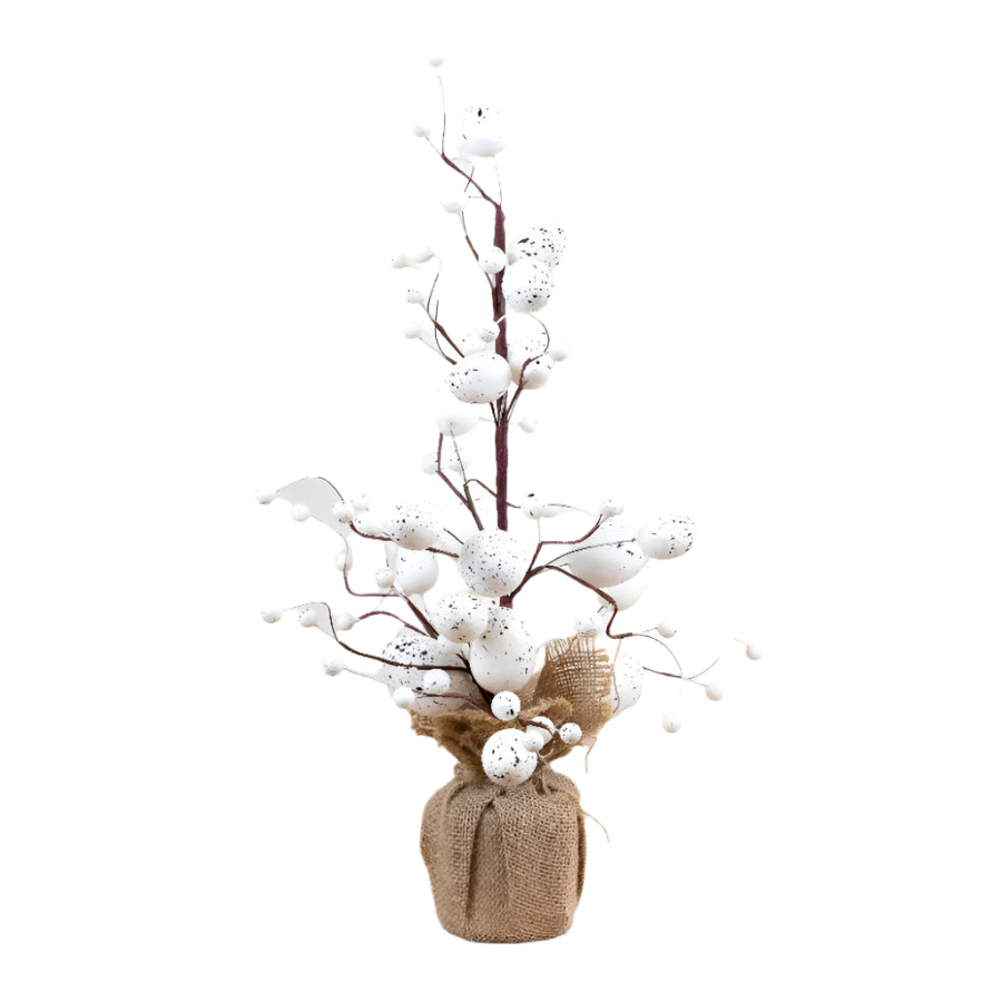 White Easter Egg Tree 49cm – Decorative Spring Table Centerpiece – White Wooden Egg Tree for Easter Parties, Home Decor, and Seasonal Displays