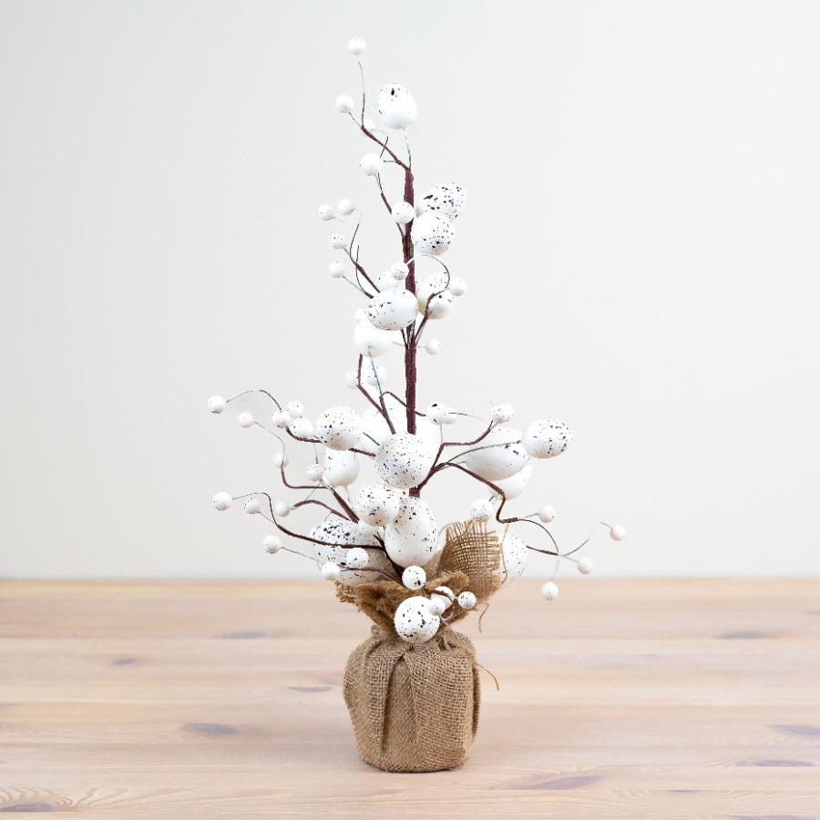 White Easter Egg Tree 49cm – Decorative Spring Table Centerpiece – White Wooden Egg Tree for Easter Parties, Home Decor, and Seasonal Displays