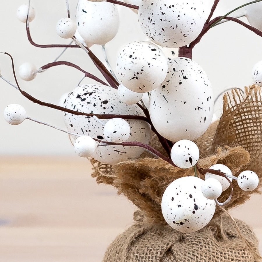 White Easter Egg Tree 49cm – Decorative Spring Table Centerpiece – White Wooden Egg Tree for Easter Parties, Home Decor, and Seasonal Displays