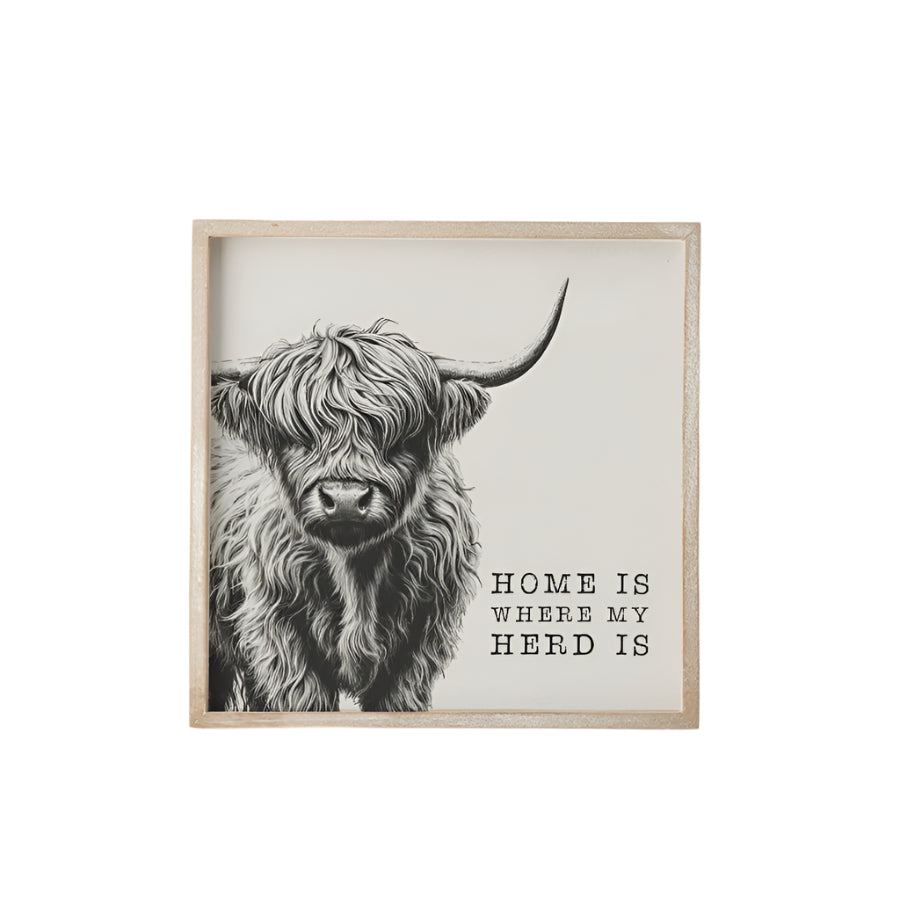 Highland Cow Frame, 25cm – Funny Cow Quote Wall Art – Farmhouse Rustic Animal Decor for Kitchen, Living Room, or Office – Humorous Gift for Animal Lovers
