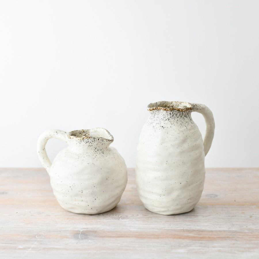 SM Beba Jug, 18.5cm – Rustic Ceramic Water Pitcher – Decorative Farmhouse Vase for Flowers – Vintage Style Home Decor for Kitchen, Dining Room, or Hallway
