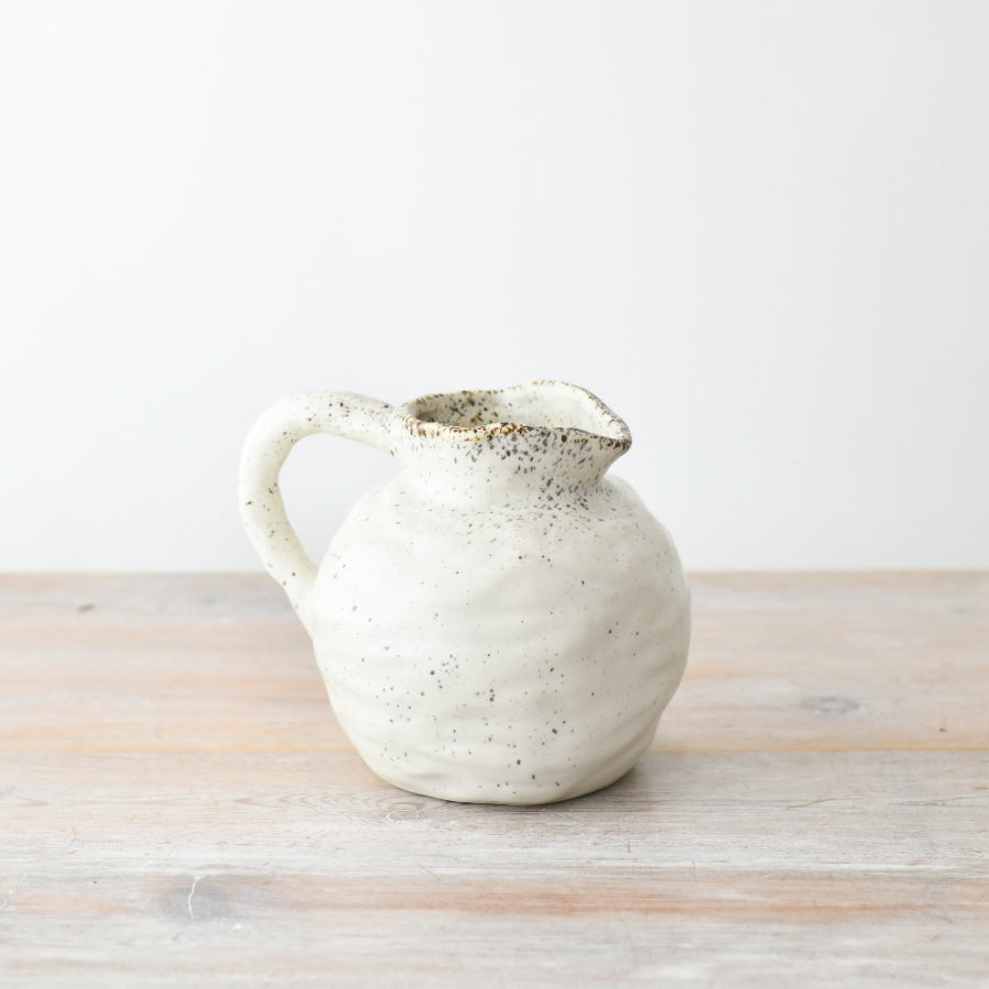 SM Beba Jug, 18.5cm – Rustic Ceramic Water Pitcher – Decorative Farmhouse Vase for Flowers – Vintage Style Home Decor for Kitchen, Dining Room, or Hallway