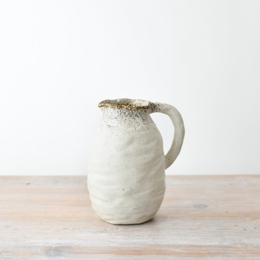 Beba Jug Large 20.5cm – Rustic Ceramic Water Pitcher – Decorative Farmhouse Vase for Flowers – Vintage Style Home Decor for Kitchen, Dining Room, or Hallway