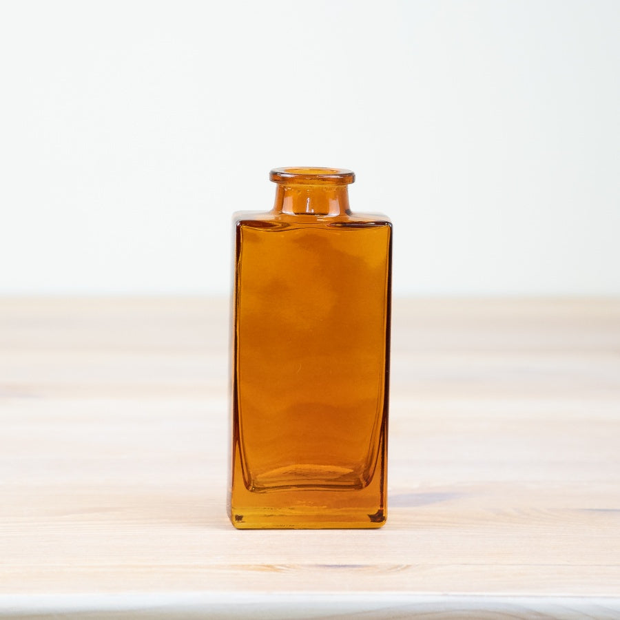 Amber Glass Bottle Vase 12cm – Vintage Style Bud Vase, Small Decorative Flower Holder for Shelf & Table Styling
